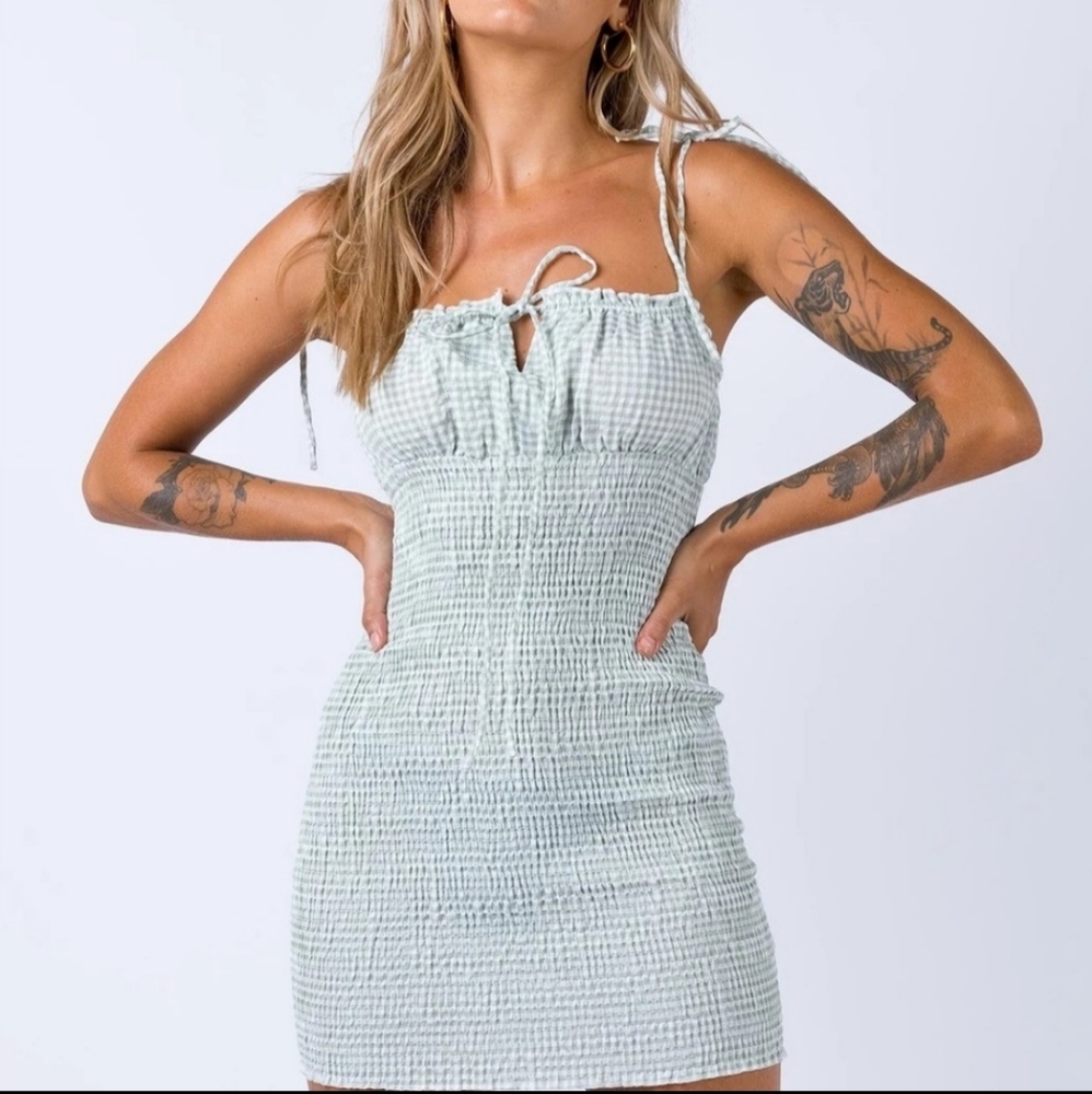 Pretty green and white checkered sundress
